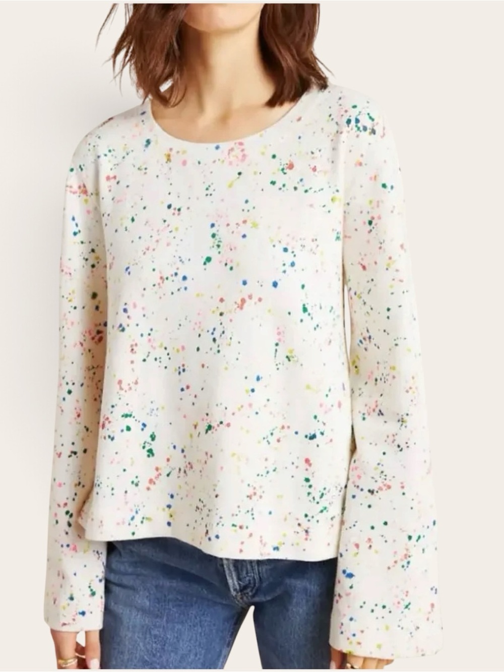 Maeve Anthropologie Paint Splatter Sweatshirt Sweater Medium 100% Cotton